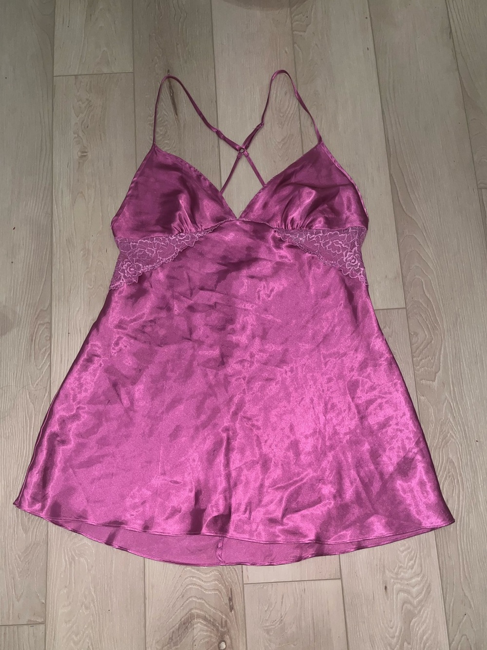 Linea Donatella Fuchsia Satin vintage slip gound